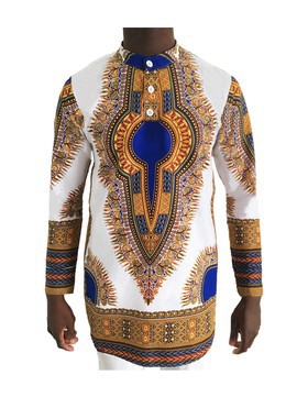 "Dashiki" shirt with stand-up collar