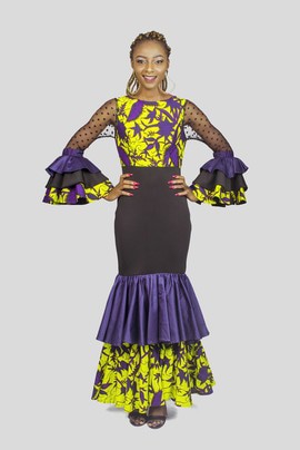 Ankara Flamenco Dress, African Print Dress, Ankara Maxi Dress, African Clothing for Women