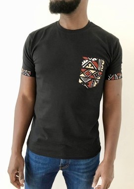 "Bogolan" t-shirt, black pocket