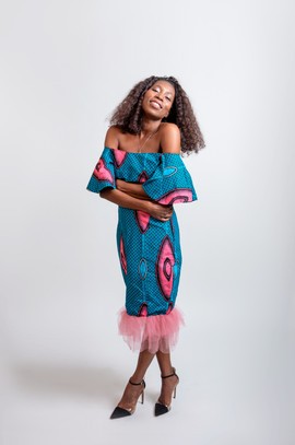 Ankara shoulder pad dress| Ankara Class Gown| Ankara Party Dress| Gifts For Her| Gifts For Mom
