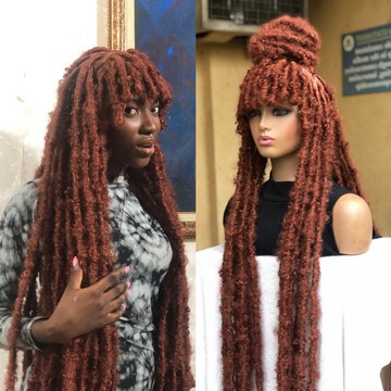 30 inches burnt orange butterfly distressed locs ,8x8 closure wig, wig for black women