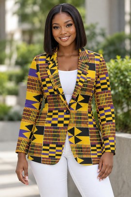 Robe midi à col en V et manches courtes pour femme en imprimé africain | Robe midi en imprimé africain | Bynelo