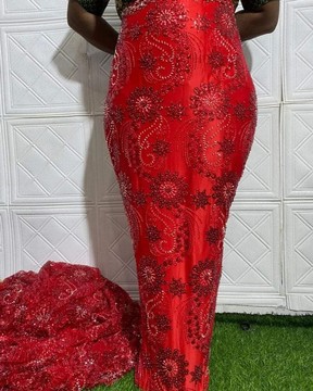 Beaded Lace fabric, luxury lace (5 yards)