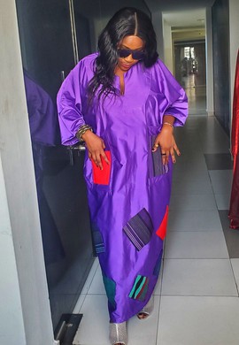 Vibrant African Woman Patches Kaftan Long Dress For Special Occasions/Plus Size