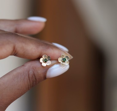 Southern Flowers Earrings with Tsavorite Garnet