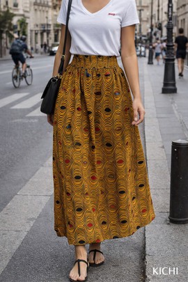 jupe taille haute en wax