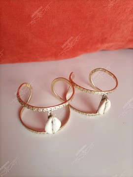 A Set of two, Brass cuff, African cowrie shell cuff , statement bracelet