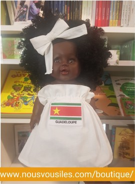 Lucy Colibri Dolls Black Doll - White Guadeloupe Flag