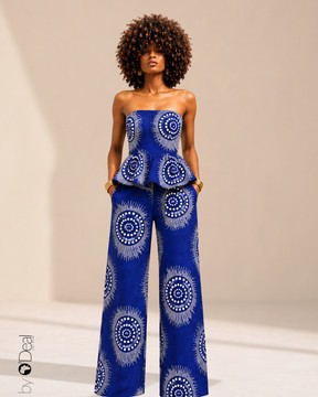Ensemble pantalon large et son bustier péplum