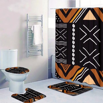 (4 Piece) - Mud Cloth Afrocentric Bathroom Decor Sets (MORE SIZES AVAILABLE)