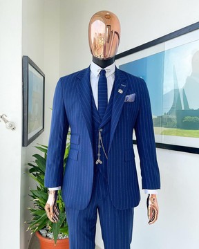 A Pin Stripe, admiral &amp; Skye blue mix - Jorgecarli super 140’s- “Board Room” notch lapel suit