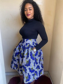 Mid-length blue wedding flower skirt