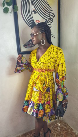 Vêtements pour femmes | Robe Ankara| Robe portefeuille femme africaine | Estampes africaines | Été