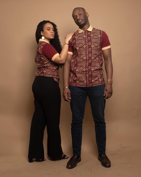 “Abidjan” unisex cotton &amp; wax polo shirt