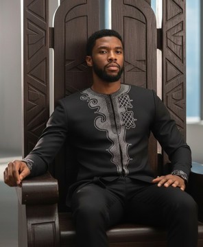 African Men’s Suit Shirt – Black Shirt – African Wear – Wakanda Style