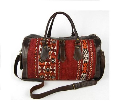 Handmade genuine leather travel bag with shoe compartment - Large weekend bag