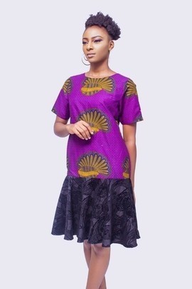 African Print and Jeans Dress, African Wax Dress, Womens Clothing, African Womens Clothing