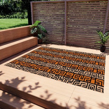 Modern Tribal Outdoor Rugs African Print Carpets Kuba (LARGER SIZES AVAILABLE)