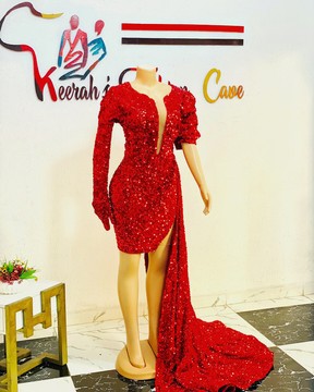 Robe à paillettes rouges, robe de bal élégante, robe de soirée scintillante