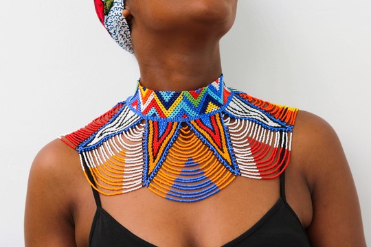 African Choker Necklace, Beaded wedding necklace, Beaded shawl necklace, Zulu necklace, Gift for her