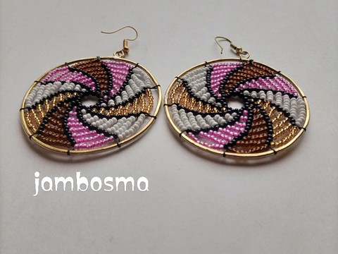 African brass beaded earrings,Brass jewelry, statement earrings