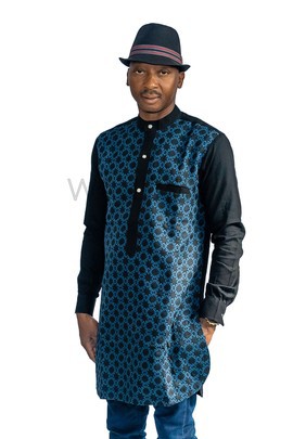 Half Collar Dress Shirt, African Men Shirt, African Clothing