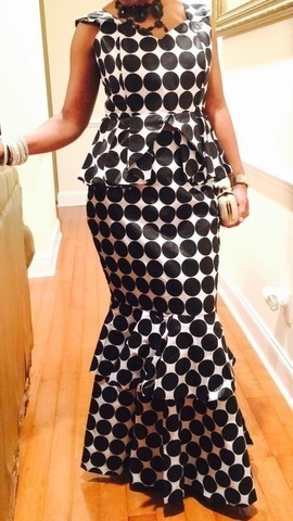Peplum deux pièces noir et blanc Ankara