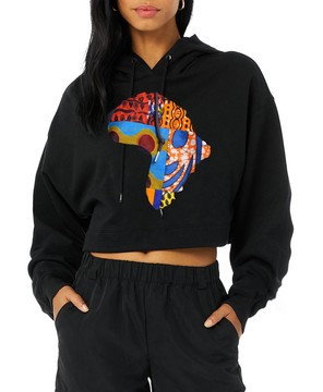 Black Hoodie Sweatshirt with Ankara Patchwork Africa Map