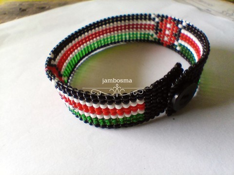Well fit kenyan beaded bracelet|for men|women|children|african culture|flag|gift|patriotic