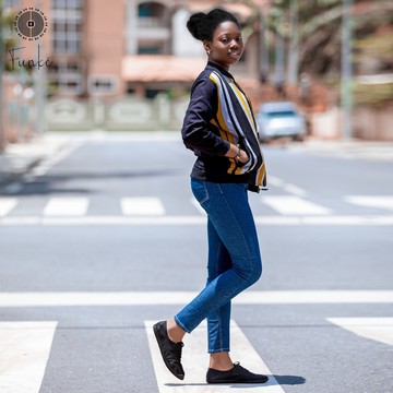 Kids' black, mustard yellow Kanvô bomber jacket