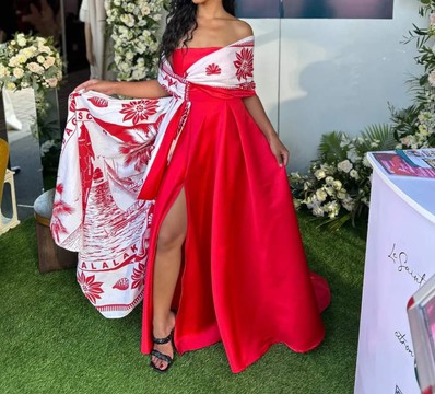 Robe maxi/ robe de fête,soirée,fiançailles,mariage/collection LAMBAOINE/ Madagascar