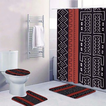 Cultural Unique Bath Mat White and Black Bathroom Rug (LARGER SIZES AVAILABLE)