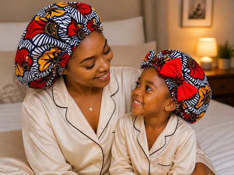 Duo maman et moi bonnets satin/wax