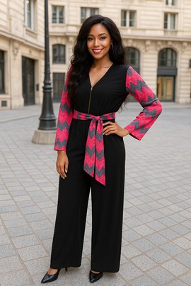 Elegant Wax Print Jumper with Matching Belt "Eliora"