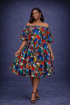 Robe évasée colorée