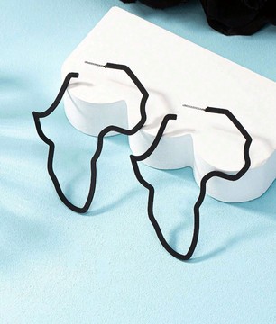 Pairs of black African map earrings
