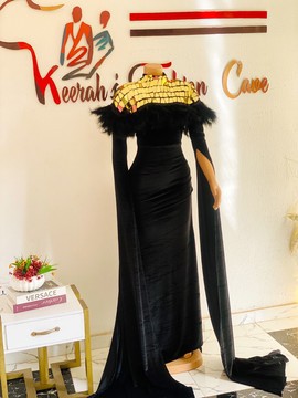 Robe longue en velours noir, robes de bal, robe de fiançailles