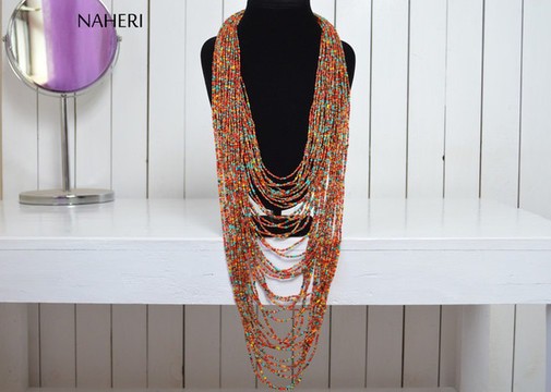 African Beaded Multicolored Necklace | African Jewelry | Tribal Necklace | Chunky