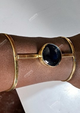 Manchette en laiton massif, bracelet de manchette en laiton africain, bracelet de déclaration