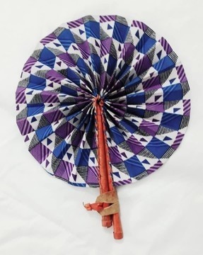 Leather and wax fan BLAN and BLEU ROSA
