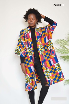 African kente print duster trendy kimono
