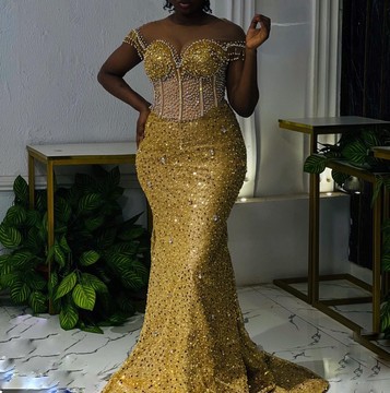 Embellished Long evening gowns, mermaid sequin prom evening dress, engagement gown, party dresses