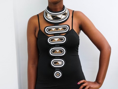 African leather necklace, Beaded Choker necklace, Maasai beaded choker, Tribal necklace