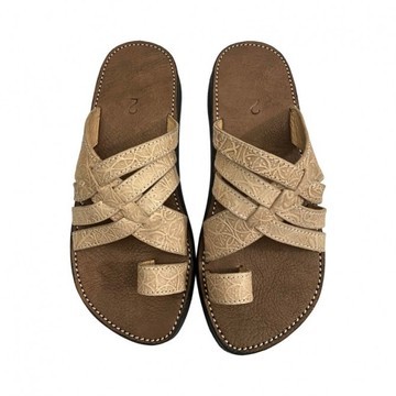 Sandale en cuir véritable Noir fait main mode homme