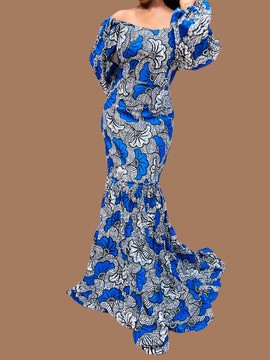 Robe de Mariée africaine bleu - dos réglable - haute qualité