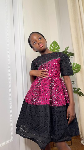 Robe Faila en tissu wax pour fille | Robe anniversaire | Robe de mariage pour fille