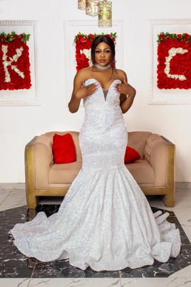 white sequin prom dress, evening gowns,African wedding dresses, engagement dress