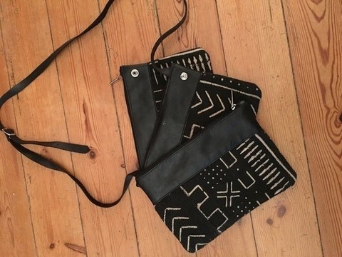 Bogolan leather trio pockets