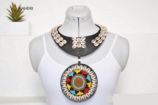 African maasai beaded necklace cowrie shell jewelry