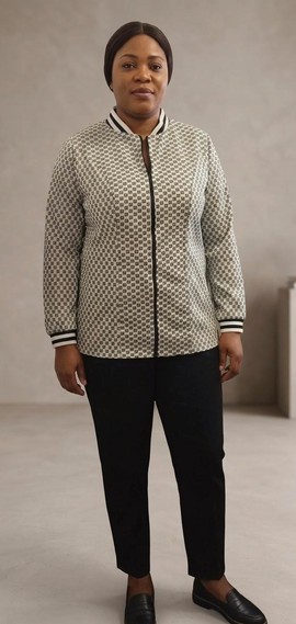 Veste Bomber Femme en Wax – Design Graphique Épuré